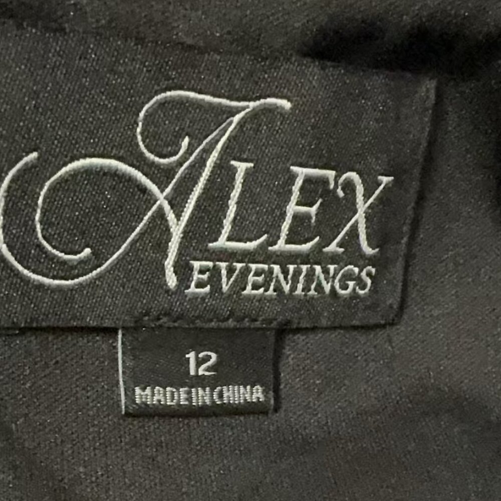 Alex Evenings Black Mesh-Sleeve Sheath Dress with Rhinestone Neckline - Picture 8 of 10